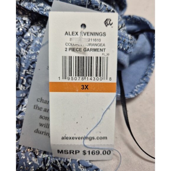 Alex Evenings Women's 2 piece  Jacket And Tank Set Size 3X Plus Blue Hydrange 49 - Picture 14 of 14